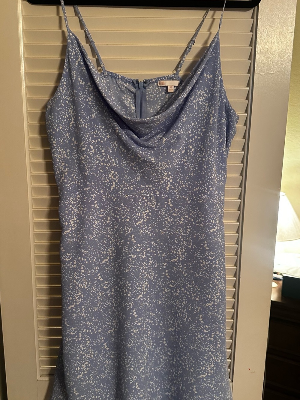 Gianni Bini Light Blue Speckle Cowl Neck Slip Dress